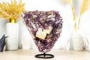 Wunderschöner Amethyst-Cluster mit Kristallkalzit- und Gothit-Einschlüssen auf Ständer – 4,7 kg – 10,3 lb