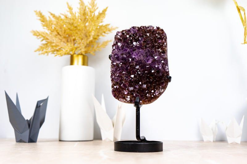 Amethyst Cluster with Golden Goethite, and Deep Purple Druzy, Ethically Sourced - 1.6 Kg - 3.4 lb