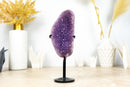Kleiner lila Lavendel-Galaxie-Drusen-Amethyst und gebänderter Achat auf Ständer – 1,0 kg – 2,2 lb