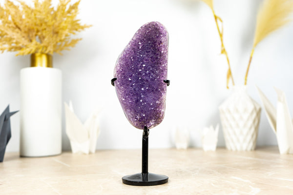 Small Purple Lavender Galaxy Druzy Amethyst and Banded Agate on Stand - 1.0 Kg - 2.2 lb
