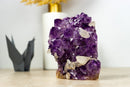 Wunderschöner Amethyst-Cluster mit Kristallkalzit, AA-Tiefviolettqualität, freistehend – 1,8 kg – 3,9 lb