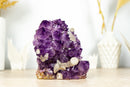 Wunderschöner Amethyst-Cluster mit Kristallkalzit, AA-Tiefviolettqualität, freistehend – 1,8 kg – 3,9 lb