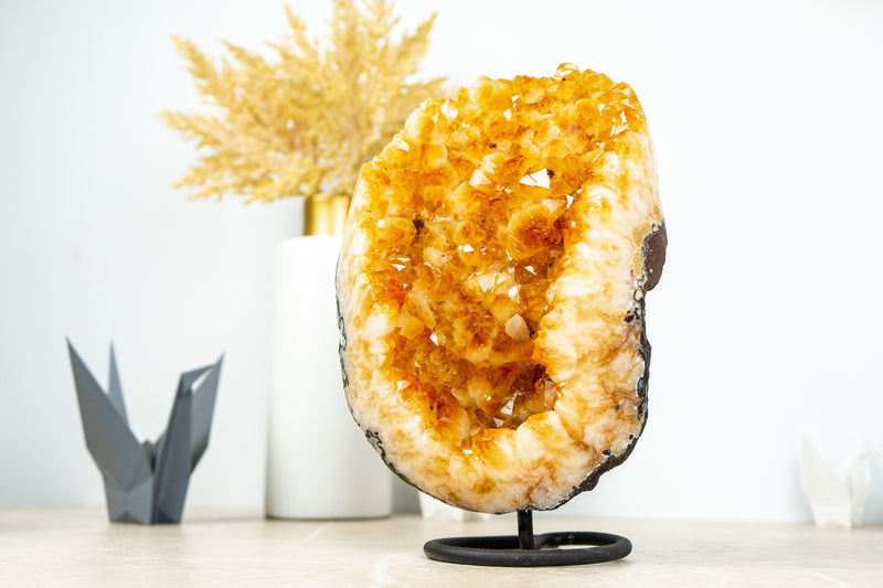 Deep Yellow Citrine Crystal Geode Cluster on Stand, Med Size - 4.3 Kg - 9.4 lb