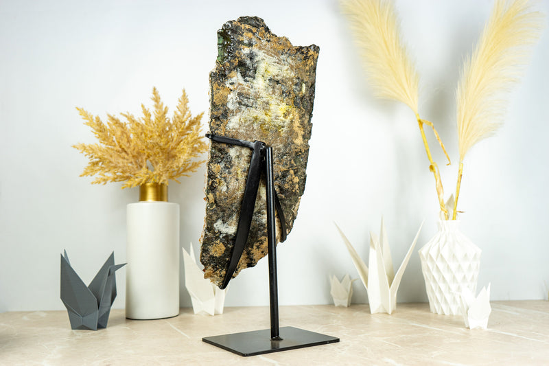 Large and Tall Golden Orange Citrine Cluster with Citrine Flowers on Stand, 20 In, 14.3 Lb - E2D Crystals & Minerals