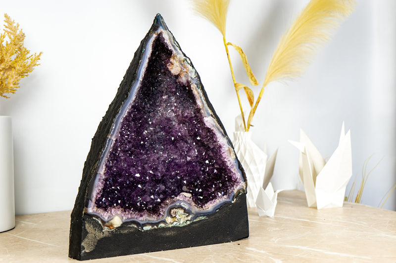 Gorgeous Amethyst Geode Cathedral with Deep Purple Druzy and many Flower Rosettes - 19.4 Kg - 42.8 lb