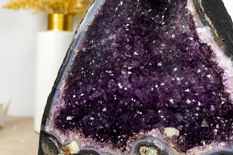 Gorgeous Amethyst Geode Cathedral with Deep Purple Druzy and many Flower Rosettes - 19.4 Kg - 42.8 lb