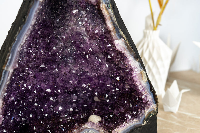 Gorgeous Amethyst Geode Cathedral with Deep Purple Druzy and many Flower Rosettes - 19.4 Kg - 42.8 lb