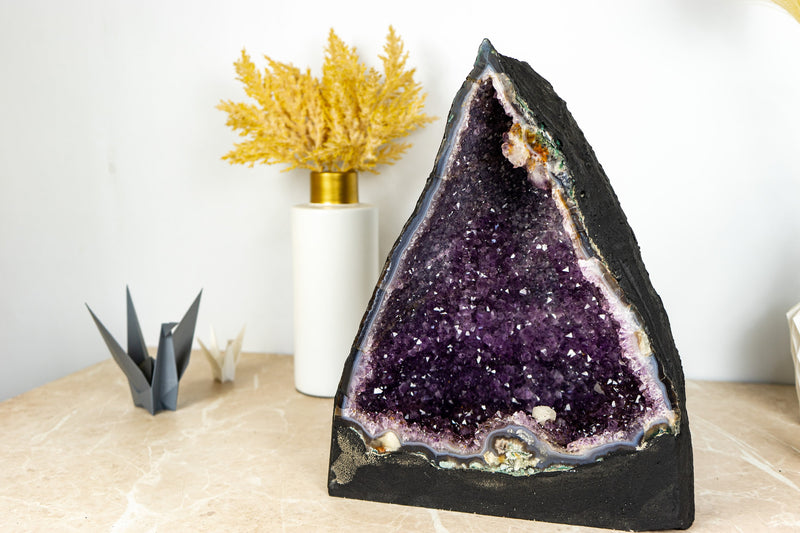 Gorgeous Amethyst Geode Cathedral with Deep Purple Druzy and many Flower Rosettes - 19.4 Kg - 42.8 lb