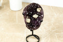 Amethyst Cluster with Geometrical Crystal Calcite, Deep Purple and Golden Goethite - 1.6 Kg - 3.5 lb