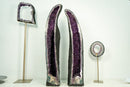 Paar extragroße, extragroße Amethyst-Kathedralgeoden auf Torbogenformation, 65 Zoll hoch, violetter Amethyst, 292 kg – 643 lb