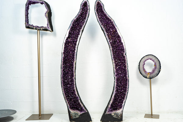 Pair of Deep Purple X-Tall and Huge Amethyst Cathedrals formed in Archway, 66 In Tall, Purple Amethyst Portal, 152 Kg - 335 lb