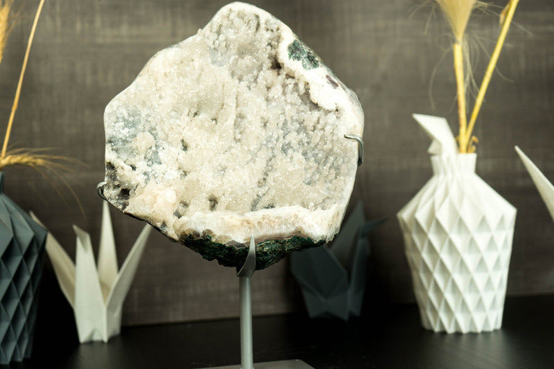 Ultra Rare Galaxy Coated Stalactite Amethyst Geode Cluster with White Amethyst Druzy