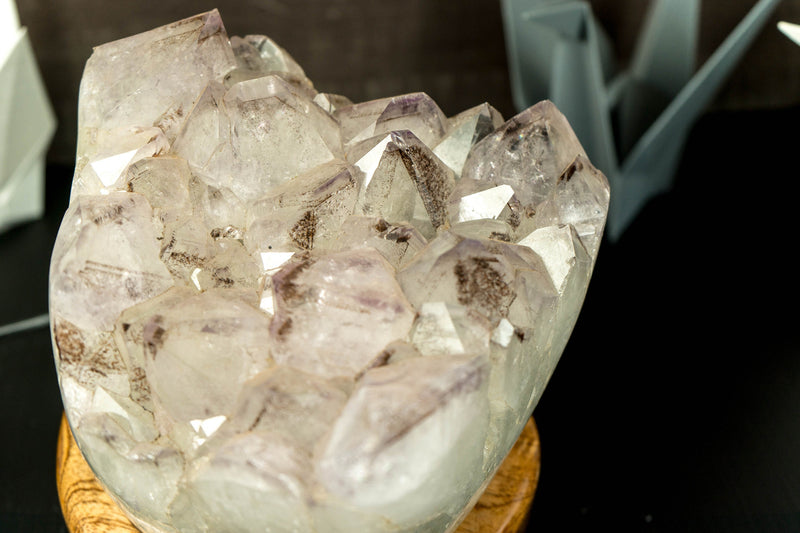 White Amethyst Geode Table Lamp with X Large Amethyst Cluster