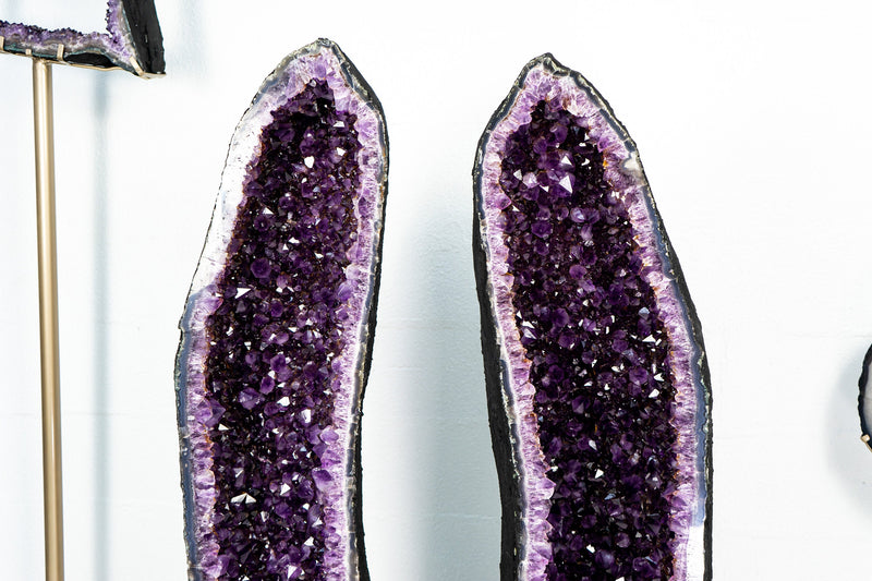 Pair of Deep Purple X-Tall and Huge Amethyst Cathedrals formed in Archway, 50 In Tall, Purple Amethyst Portal, 227 Kg - 500 lb