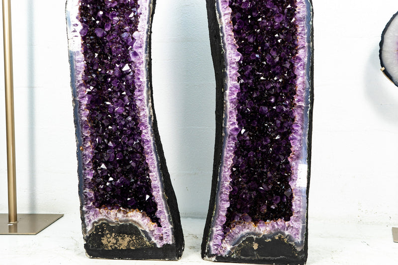 Pair of Deep Purple X-Tall and Huge Amethyst Cathedrals formed in Archway, 50 In Tall, Purple Amethyst Portal, 227 Kg - 500 lb