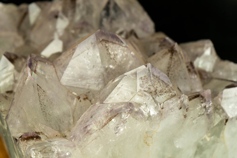 White Amethyst Geode Lamp In Bespoke Brazilian Wood Base