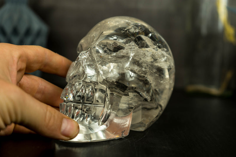 Natural Diamantina Quartz Crystal Skull filled with Rainbows