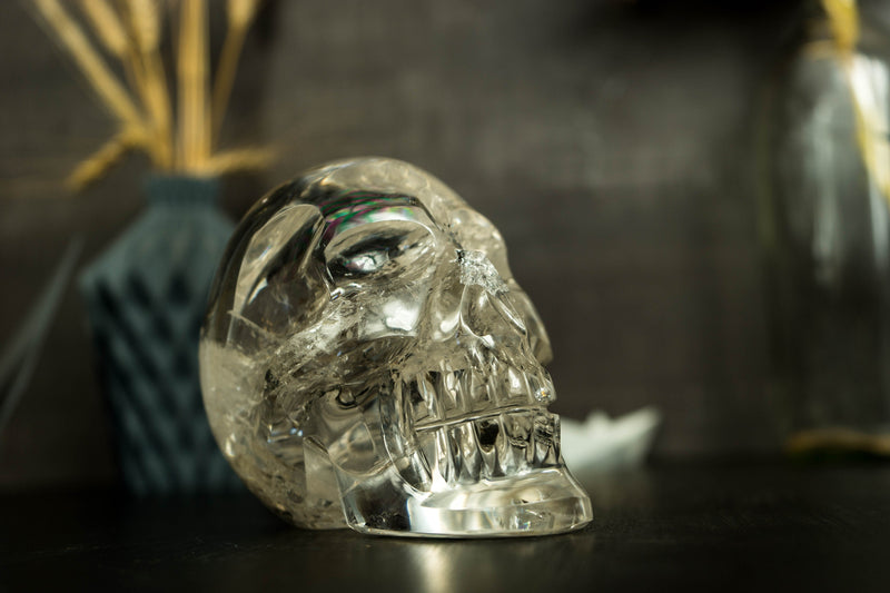 Natural Diamantina Quartz Crystal Skull filled with Rainbows