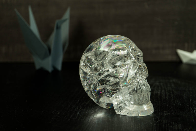 Gorgeous Natural Diamantina Quartz Crystal Skull with HUGE Rainbow Formations