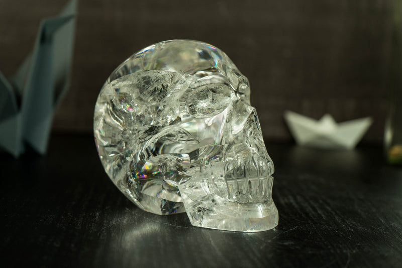 Gorgeous Natural Diamantina Quartz Crystal Skull with HUGE Rainbow Formations