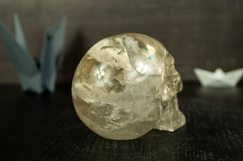 Natural Citrine Crystal Skull with Rare Albite Inclusions