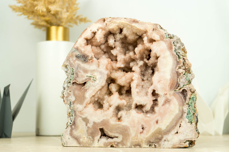 Pink Amethyst Geode of World Class Quality with Rose Amethyst Druzy