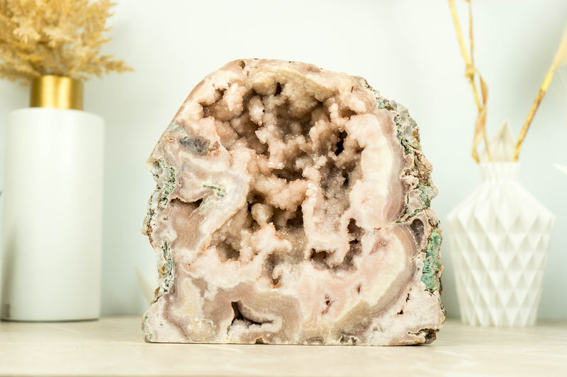 Pink Amethyst Geode of World Class Quality with Rose Amethyst Druzy