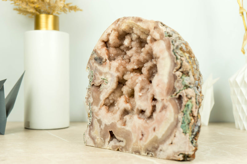 Pink Amethyst Geode of World Class Quality with Rose Amethyst Druzy