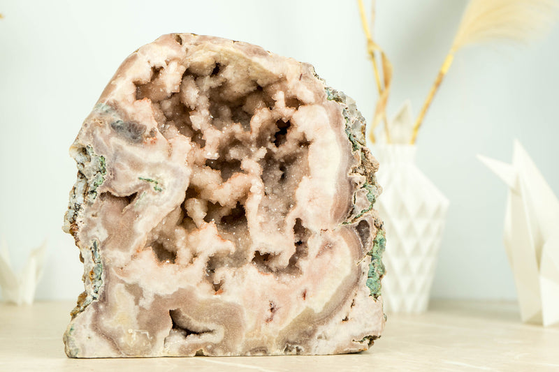 Pink Amethyst Geode of World Class Quality with Rose Amethyst Druzy