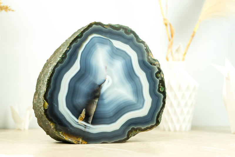 Fantastische doppelseitige Achat-Geode mit natürlichem blau gebändertem Achat
