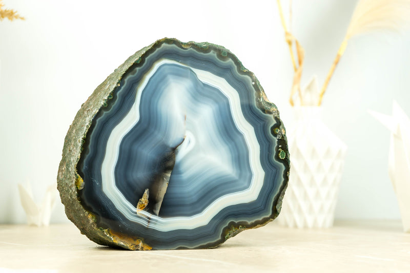 Fantastic Double Sided Agate Geode with Natural Blue Banded Agate