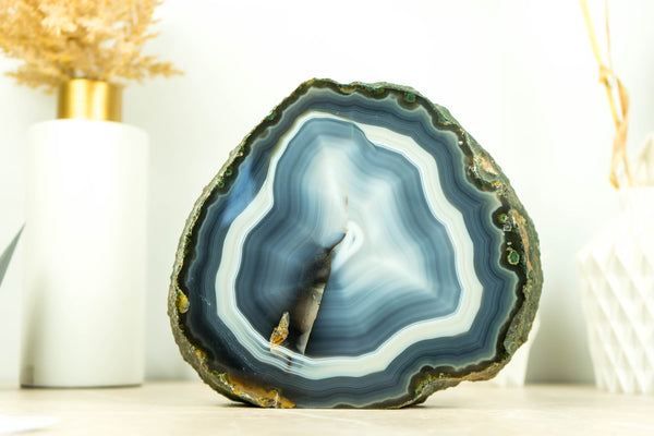 Fantastic Double Sided Agate Geode with Natural Blue Banded Agate