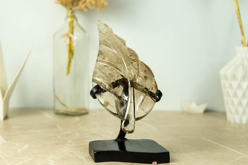 AAA Natural Citrine Hand Carved Leaf, Genuine Real Golden Honey Citrine