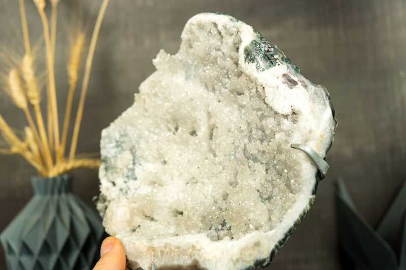 Ultra Rare Galaxy Coated Stalactite Amethyst Geode Cluster with White Amethyst Druzy