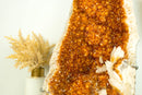 Large and Tall Deep Orange Citrine with Calcite Formations