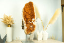 Large and Tall Deep Orange Citrine with Calcite Formations
