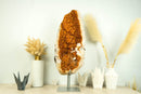 Large and Tall Deep Orange Citrine with Calcite Formations