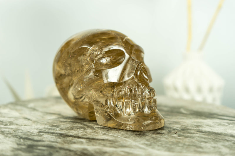 Rare Large Citrine Crystal Skull with AAA Golden Orange Citrine