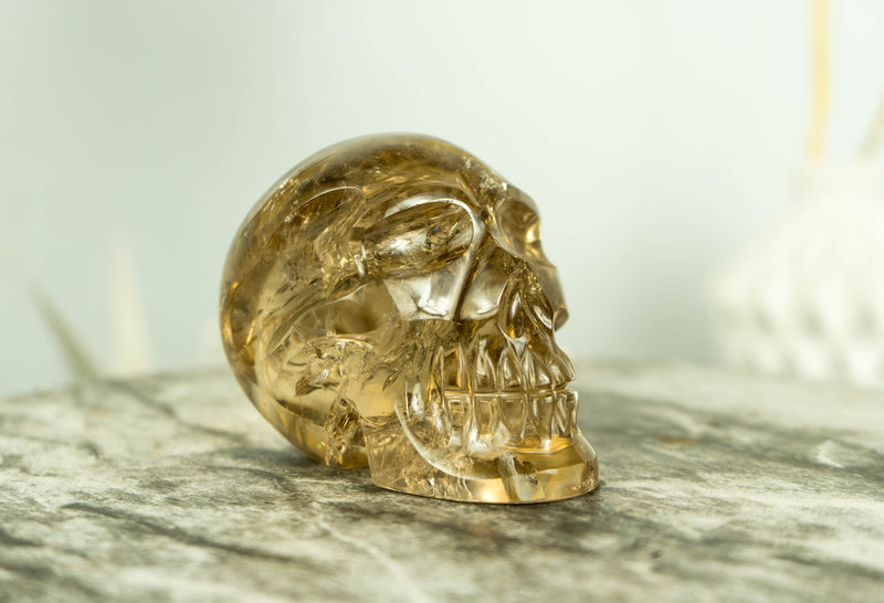 Gorgeous AAA Untreated Natural  Citrine Crystal Skull