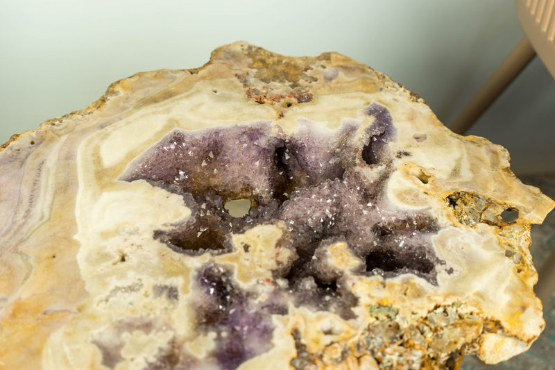 Crystal Coffee Table (or Side Table) with a Rare Pink Amethyst Geode