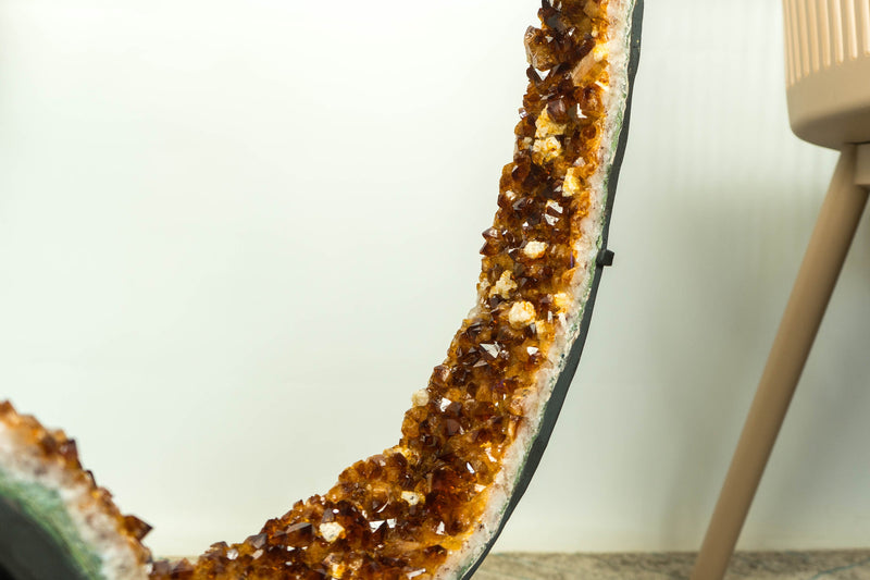 Rare Citrine Geode Slice with AAA Deep Orange Citrine Druzy - E2D Crystals & Minerals