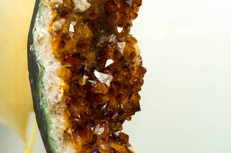 Rare Citrine Geode Slice with AAA Deep Orange Citrine Druzy - E2D Crystals & Minerals