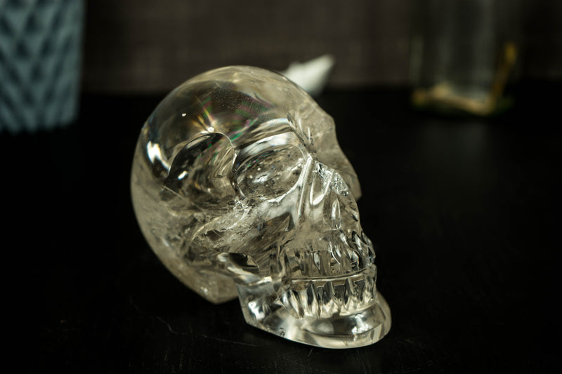 Natural Diamantina Quartz Crystal Skull filled with Rainbows