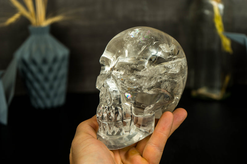 Natural Diamantina Quartz Crystal Skull filled with Rainbows