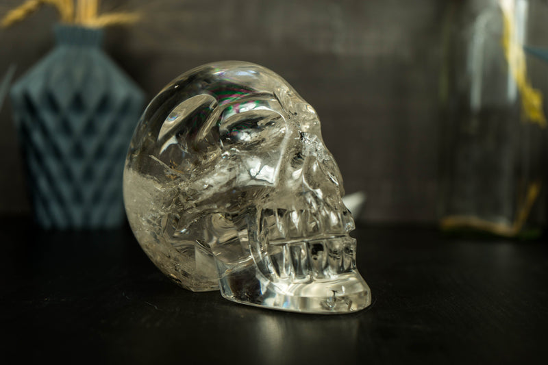 Natural Diamantina Quartz Crystal Skull filled with Rainbows