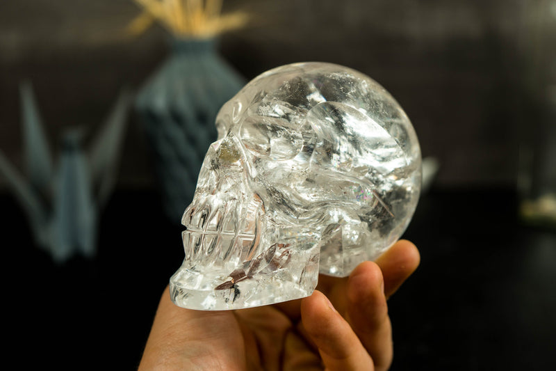 AAA Diamantina Crystal Skull, Natural Rainbow Generator Crystal Skull