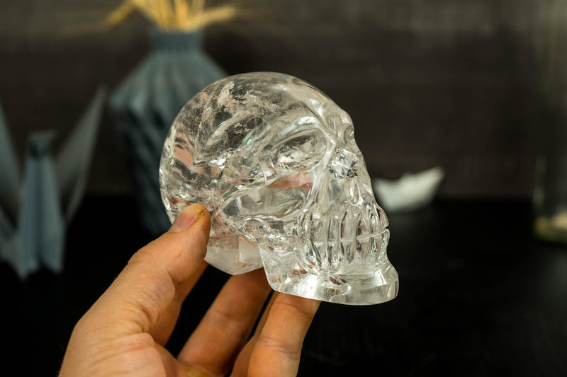 AAA Diamantina Crystal Skull, Natural Rainbow Generator Crystal Skull