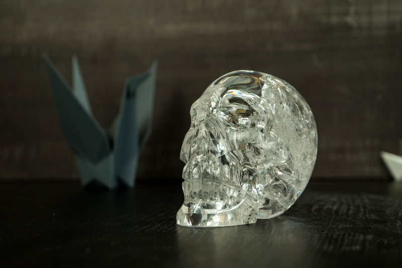 Gorgeous Natural Diamantina Quartz Crystal Skull with HUGE Rainbow Formations