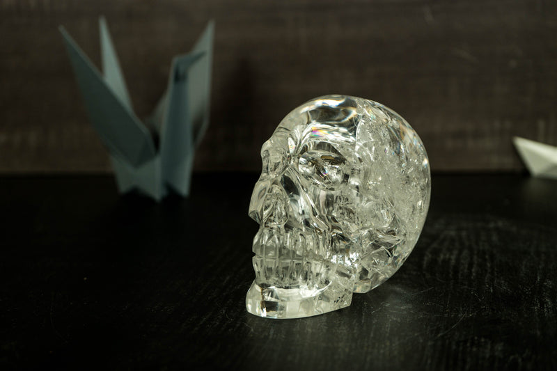 Gorgeous Natural Diamantina Quartz Crystal Skull with HUGE Rainbow Formations