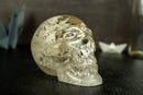 Natural Citrine Crystal Skull with Rare Albite Inclusions